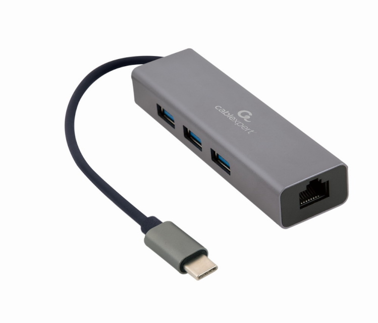Gembird A-CMU3-LAN-01 USB-C Gigabit Network Adapter with 3-port USB 3.1 hub