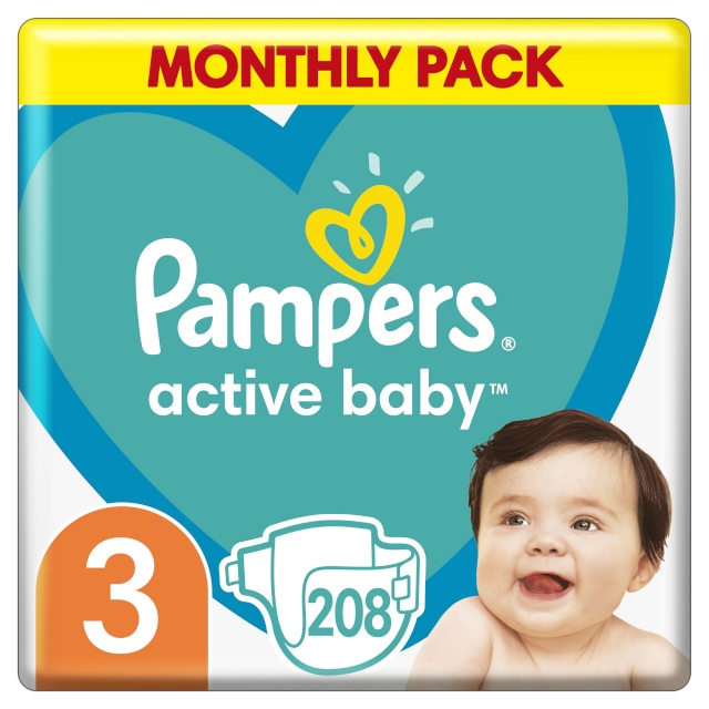 Pampers mähkmed Active Baby - suurus 3, 208 tk, 6–10 kg