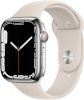 Apple Watch Series 7 GPS + Cellular, 45mm Silver Stainless Steel Case with Starlight Sport Band, hõbedane