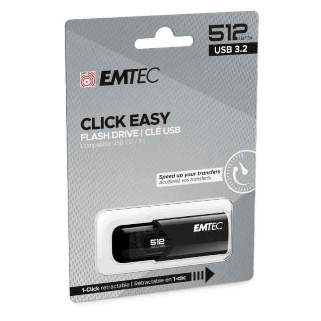 Emtec mälupulk USB-Stick 512GB B110 USB 3.2 Click Easy, must