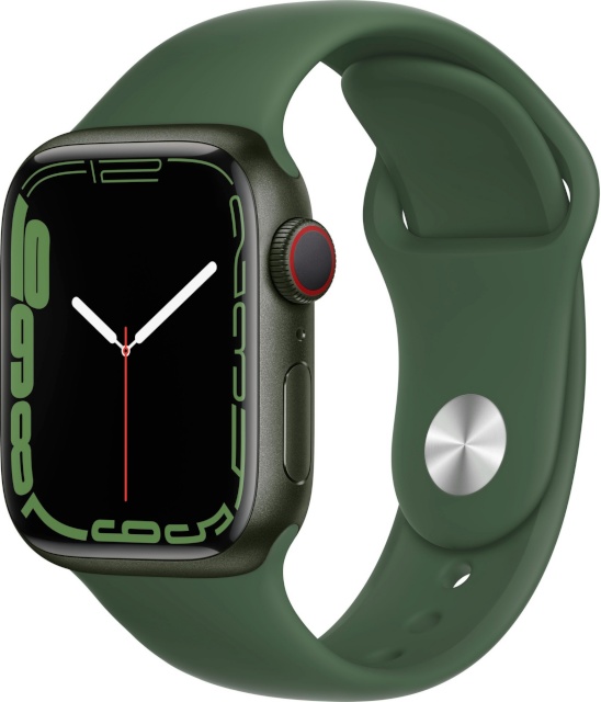 Apple Watch Series 7 GPS + Cellular, 41mm Green Aluminium Case with Clover Sport Band, roheline