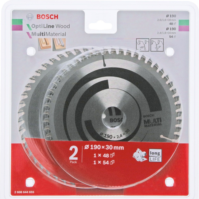 Bosch 2-osaline ketassae terade komplekt 1x Optiline Wood + 1x Multi Material