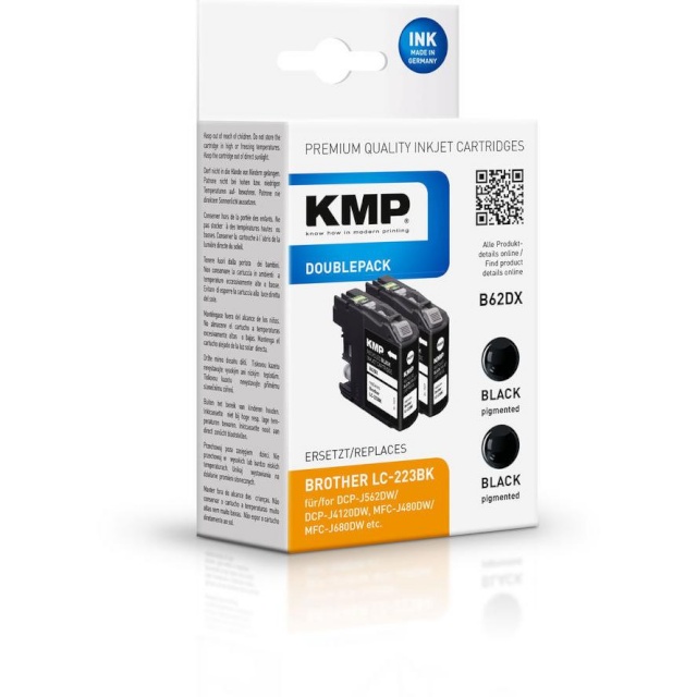 KMP tindikassett B62DX Brother LC-223BK 2-pakk, must
