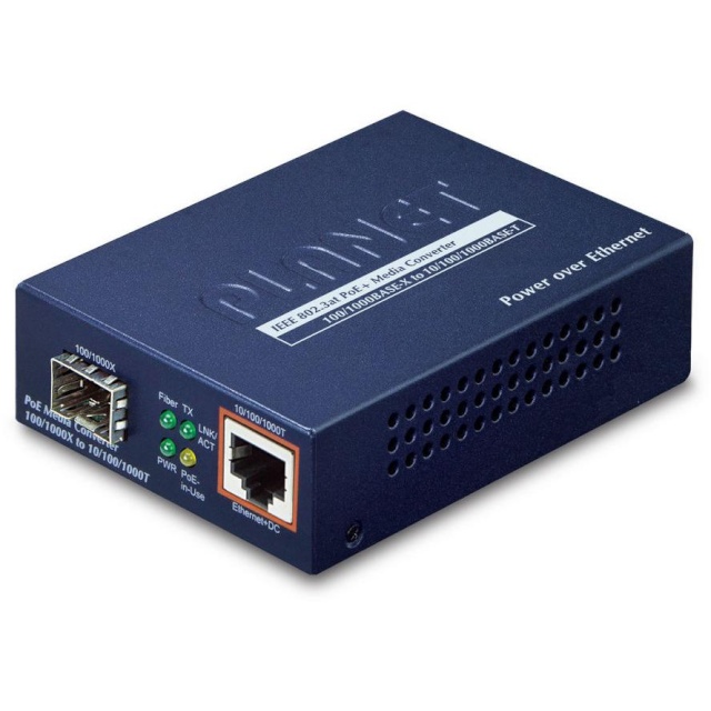 PLANET konverter 1000Base-X -> 10/100/1000 Base-T PoE (mini-GBIC, SFP)