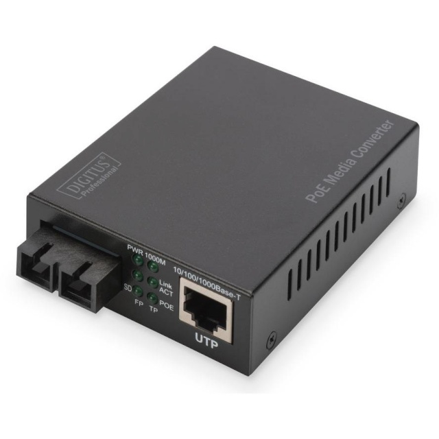 DIGITUS konverter Gigabit PoE Media Converter Multi Mode RJ45/SC