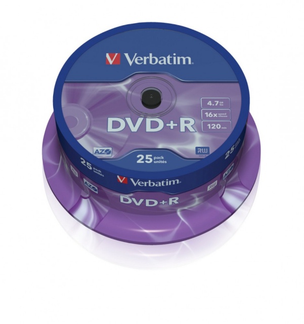 Verbatim toorikud DVD+R 16x 4.7GB 25tk Cake Box 43500