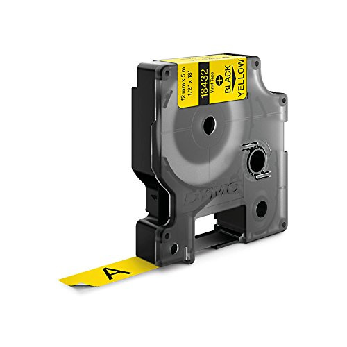 Dymo etiketiprinteri etiketid Rhino Labels Vinyl 12mm x 5,5m, kollane/must