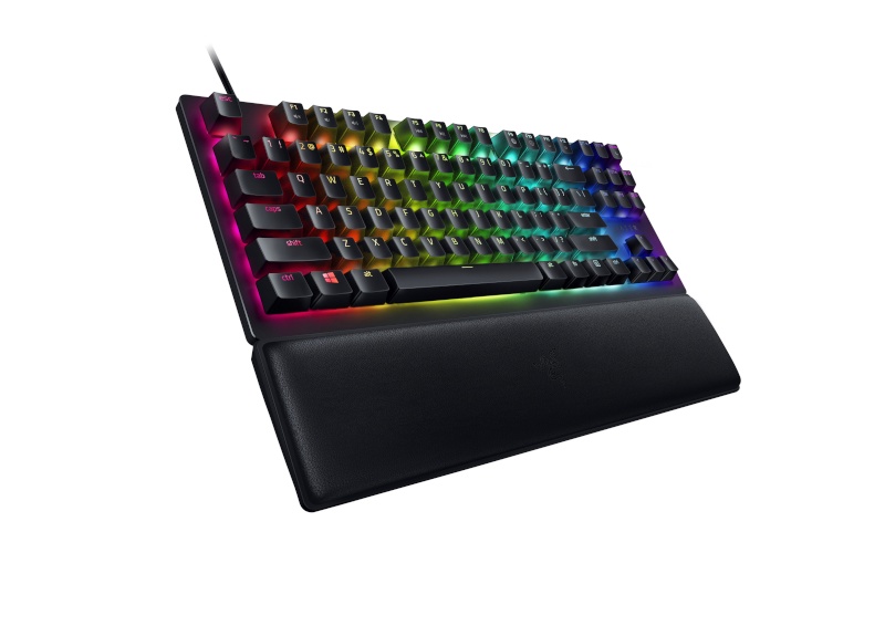Razer klaviatuur Huntsman V2 Tenkeyless, Optical Gaming Keyboard, RGB LED light, US, must, Wired, Linear punane Switch