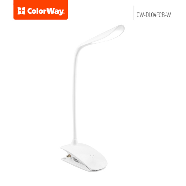 Colorway laualamp LED table lamp Flexible & Clip with built-in battery, valge