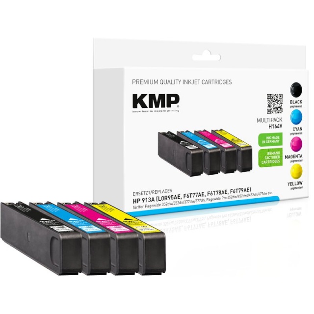 KMP tindikassett H164V HP 913A Multipack Refilled, tsüaan, magenta, kollane, must