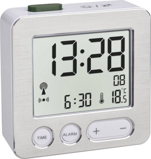 TFA äratuskell 60.2545.54 RC Alarm Clock, hõbedane/valge