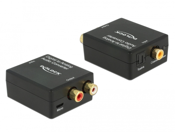 Delock konverter TosLink/ Digital Coaxial - 2xRCA (analoog audio) HD
