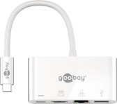 Goobay konverter USB-C (M) -> HDMI (F) 4K@30Hz, USB-C (PD kuni 60W), USB 3.0 + Ethernet 62105, valge