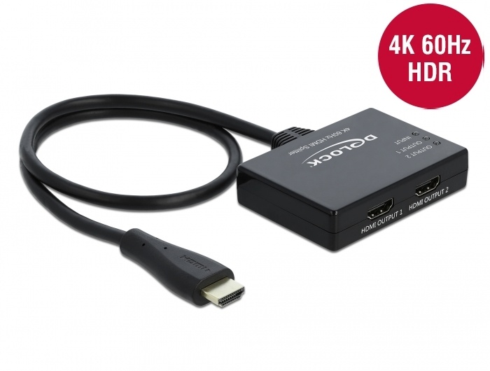 DeLOCK splitter 1 sisse 2 välja USB toide 4K 60Hz