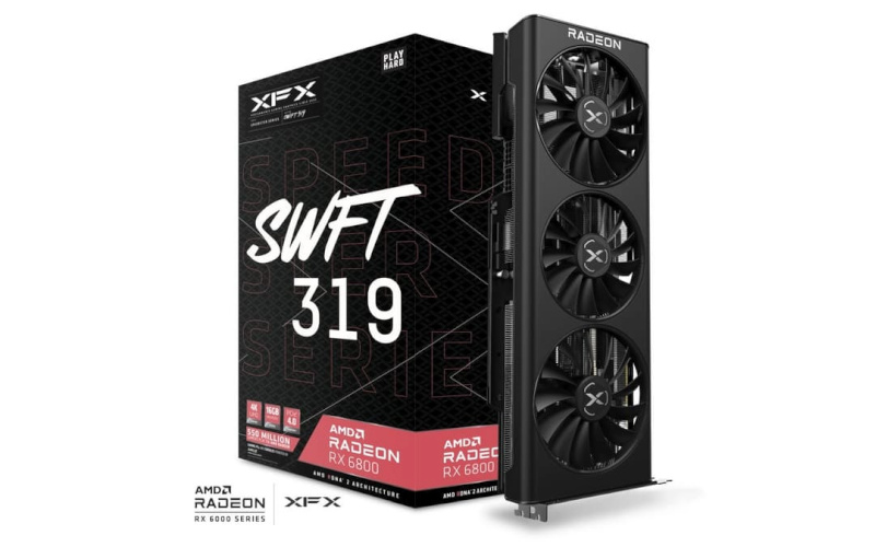 XFX videokaart AMD Radeon RX 6800 SWFT 319 Core 16GB (RDNA 2, GDDR6, 3x DisplayPort, 1x HDMI 2.1)