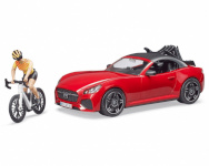 Bruder mänguauto Roadster Red Car With a Figurine and a Mountain Bike