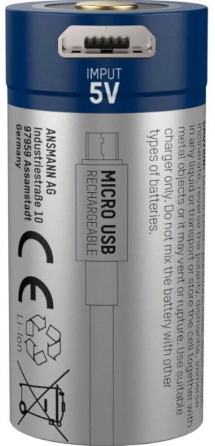 Ansmann akud RCR123A 16340 Li-Ion 850mAh 3,6V