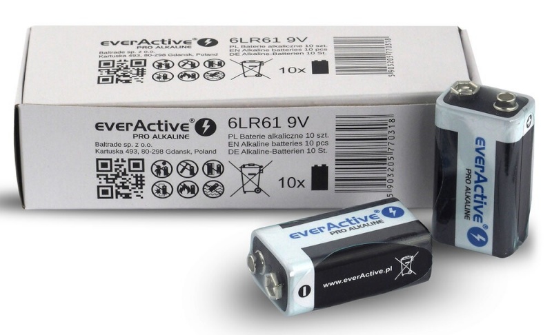everActive patarei R9/6LR61 9V PRO Alkaline 10 tk