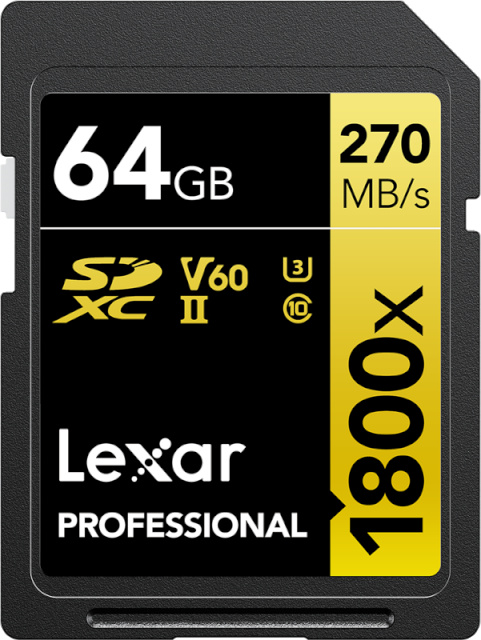 Lexar mälukaart SDXC 64GB Professional 1800x UHS-II U3 V60 R270/W180