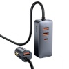 Baseus autolaadija Share Together Car Charger with Extension Cord, 3x USB, USB-C, 120W (hall)