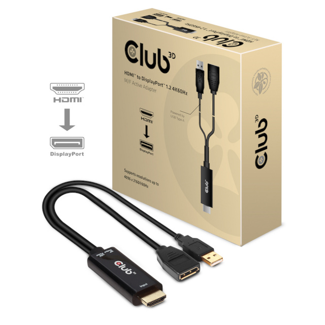 Club3D adapter HDMI 2.0 -> Displayport 1.2 4K 60Hz HDR M/F Active Adapter, must