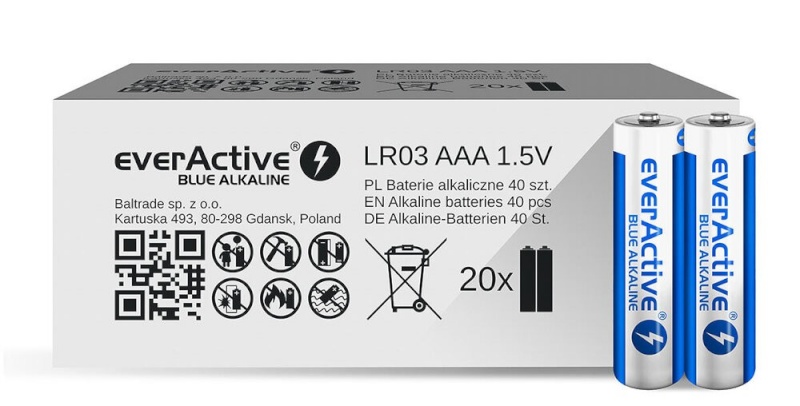 everActive patarei Blue Alkaline LR03 AAA 40tk