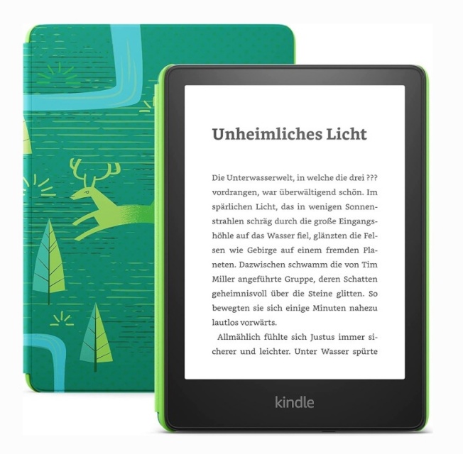 Amazon e-luger Kindle Paperwhite Kids 16GB 6.8", must + kaitsekest Emerald Forest 