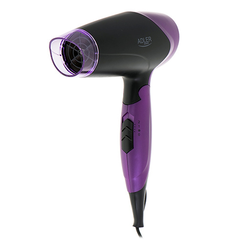Adler föön AD 2260 Hair Dryer, 1600 W, must/lilla