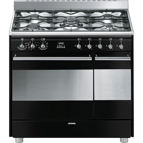 Smeg gaasipliit SCB92MN8 Classic, 5 x gaas, 2 x elektriahi, aurupuhastus, 90 cm, must