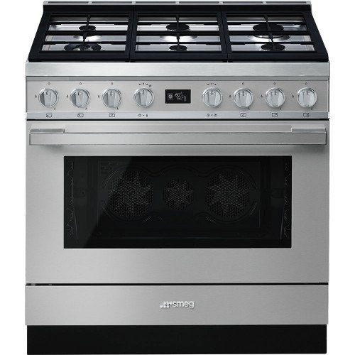Smeg gaasipliit CPF9GPX , Portofino, 6 x gaas, elektriahi, 90 cm, pürolüüs, roostevaba teras