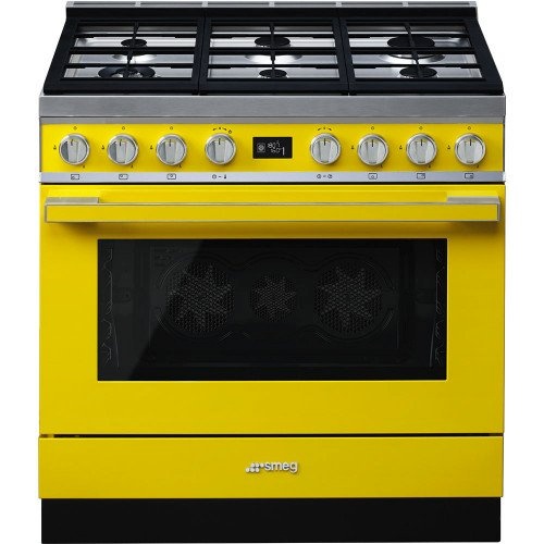 Smeg gaasipliit CPF9GPYW , Portofino, 6 x gaas, elektriahi, 90 cm, pürolüüs, kollane