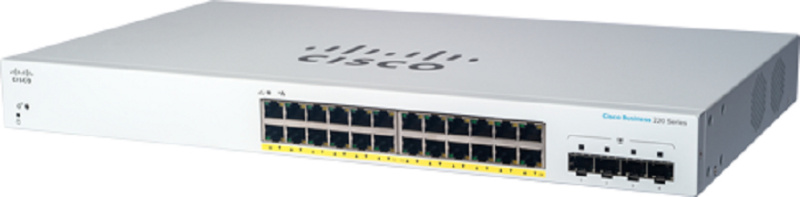 Cisco switch CBS220-24P-4G Managed L2 Gigabit Ethernet (10/100/1000) Power over Ethernet (PoE) 1U valge