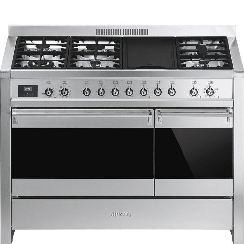 Smeg gaasipliit A381 Opera, 6 x gaas + grillplaat, 2 x elektriahi, 120 cm, roostevaba teras