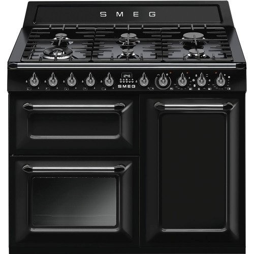 Smeg gaasipliit TR103BL Victoria, 6 x gaas, 3 x elektriahi, aurupuhastus, 100 x60 cm, must