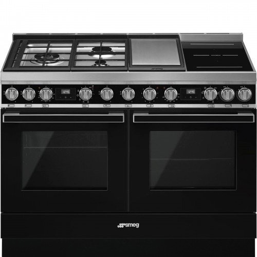 Smeg pliit CPF120IGMPBL Portofino, 3 x gaas + 2 x induktsioon + grillplaat, 2 x elektriahi, 120 cm, must