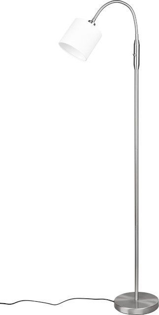 Trio põrandalamp Tommy 1-osaline E14 harjatud roostevaba teras/valge