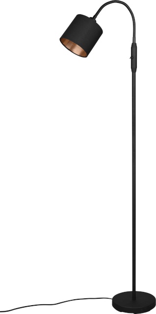 Trio põrandalamp Tommy 1-osaline E14 matt must/kuldne