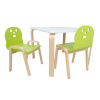 H4Y lastekomplekt HAPPY laud ja 2 tooli, valge/roheline