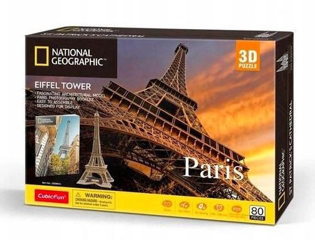 Cubic Fun pusle 3D National Geographic Paris Eiffel Tower 80-osaline