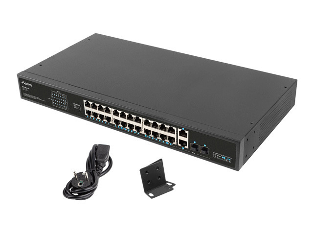 Lanberg switch Lanberg rack 19" POE+ 24x 100Mb PoE+ /2x SFP ETHERNET 360W