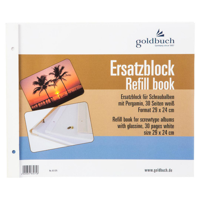Goldbuch fotoalbumi sisu Replacement Block 29x24 cm, 30 valged lehed, kruvialbumile