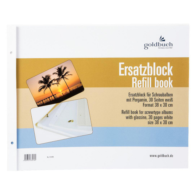 Goldbuch fotoalbumi sisu Replacement Block 38x30 cm, 30 valged lehed kruvialbumile