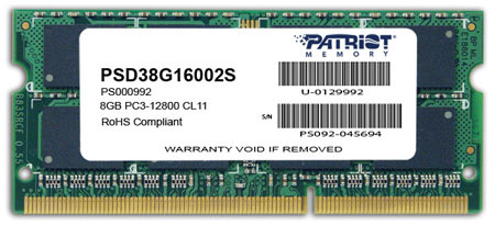 Patriot mälu 8GB DDR3 1600MHz SODIMM CL11