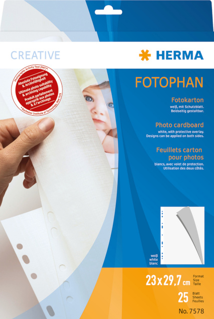 Herma fotopapp 25 lehte valge with Pergamin, Euro Punching
