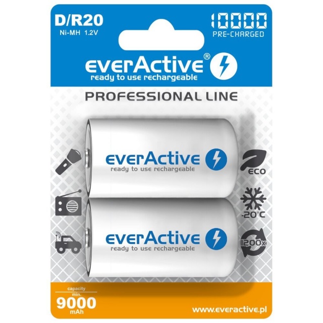 everActive aku R20/D NiMH 1 0000 mAh 2 tk.