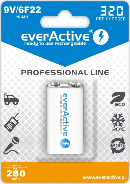 everActive patarei 6F22/9V NiMH 3 20 mAh 1 tk.