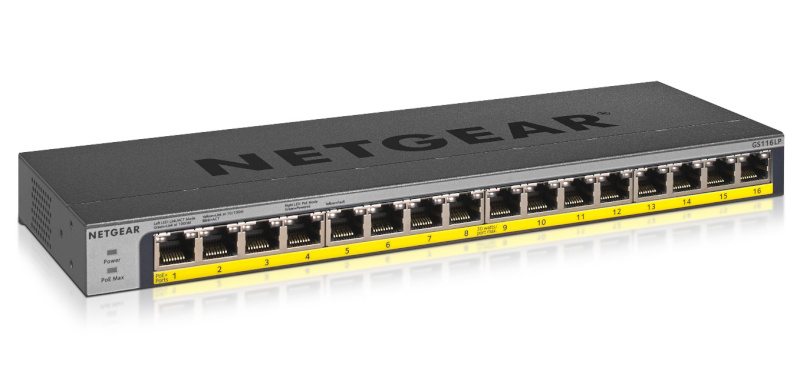 Netgear switch GS116LP Unmanaged Gigabit Ethernet (10/100/1000) Power over Ethernet (PoE) must