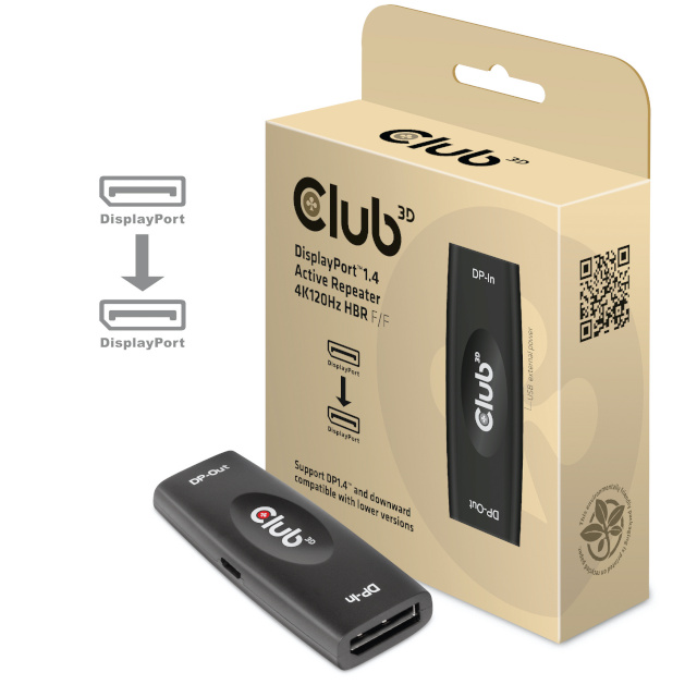 Club3D adapter CAC-1007 DisplayPort 1.4 Active Repeater 4K120Hz HBR3 F/F