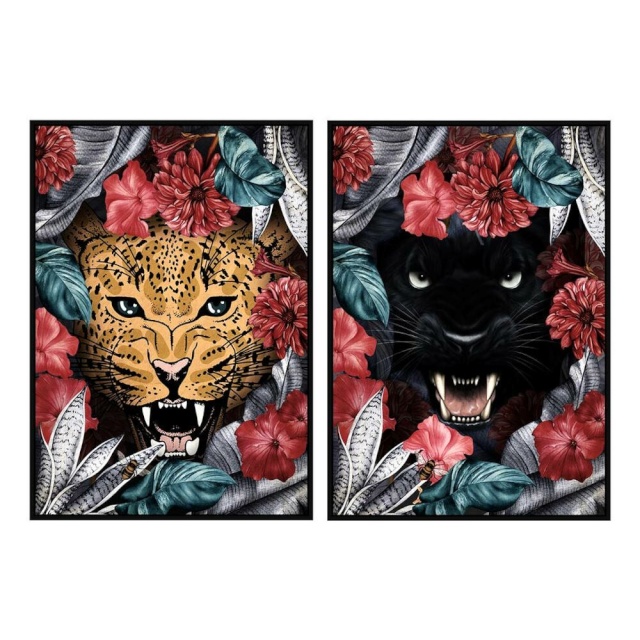 DKD Home Decor maal 53x4,3x73cm Troopiline Džungel (2tk)