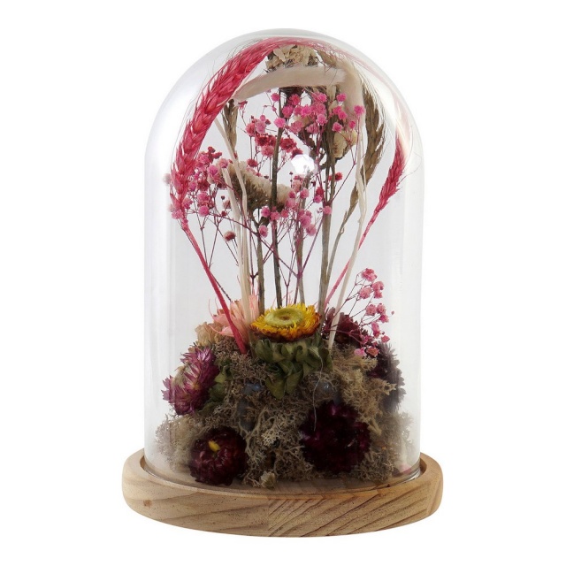 DKD Home Decor dekoratiivkuju Kristall lilled Puit MDF 17x17x26cm